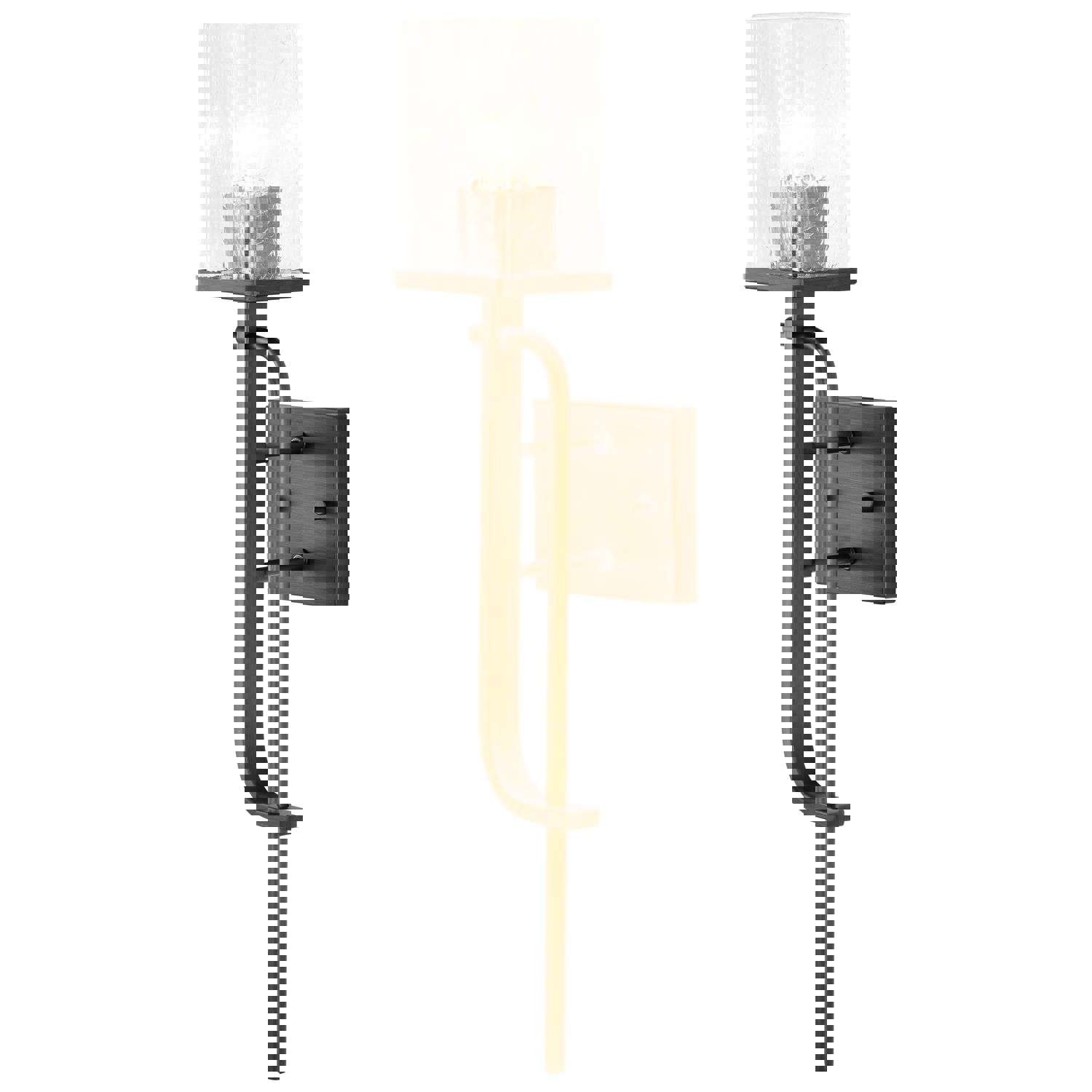 SATCO/NUVO Terrace 1 Light Wall Sconce in Natural Brass Finish with Crackel Glass
