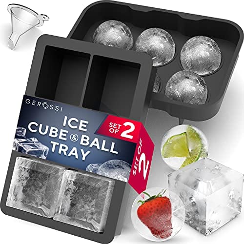 Premium Silicone Ice Cube Trays with Lids - 2pc Set for Whiskey & Cocktails