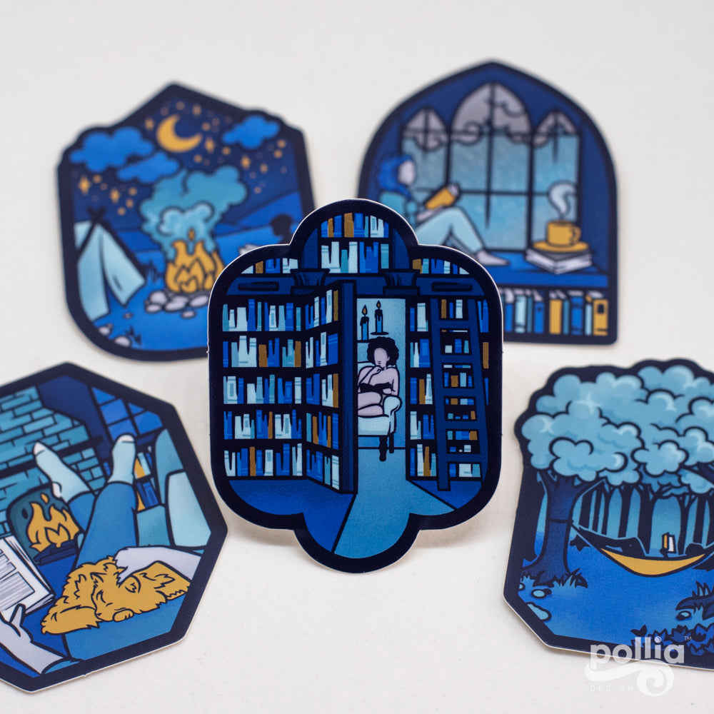 Bookish & Beyond Stickers - Glossy Vinyl with Gold Accents