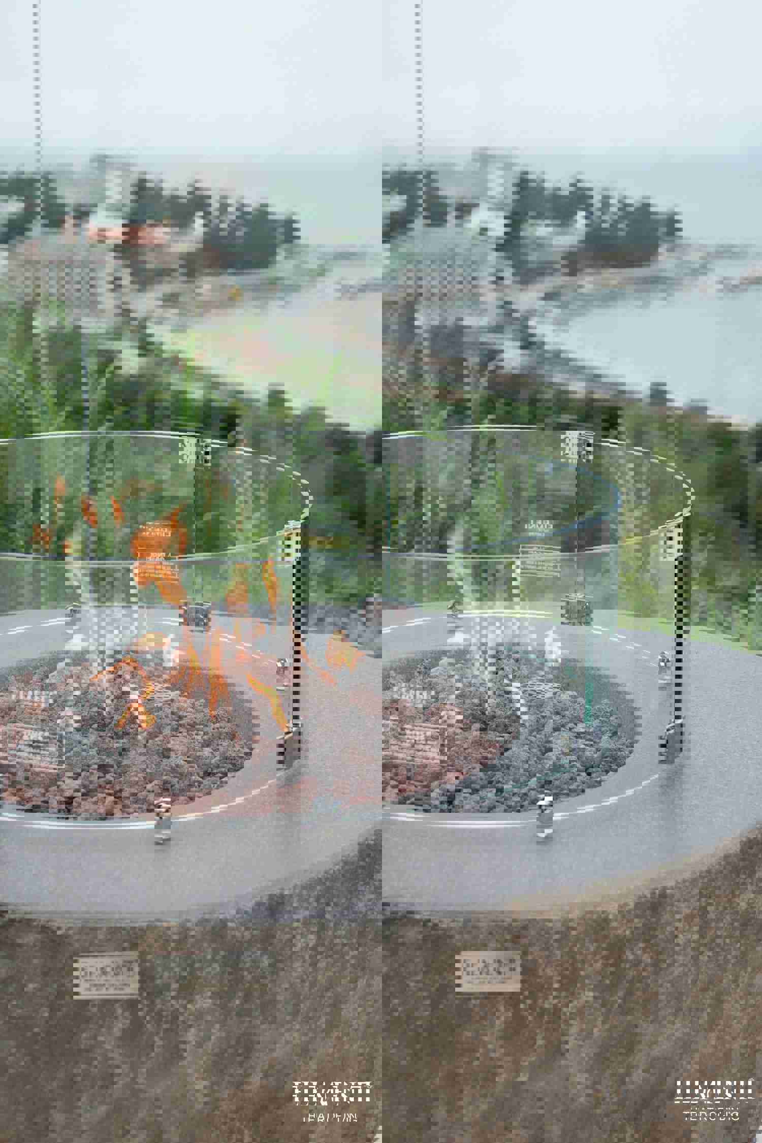Boulder Natural Hard Rock Concrete Fire Pit Table