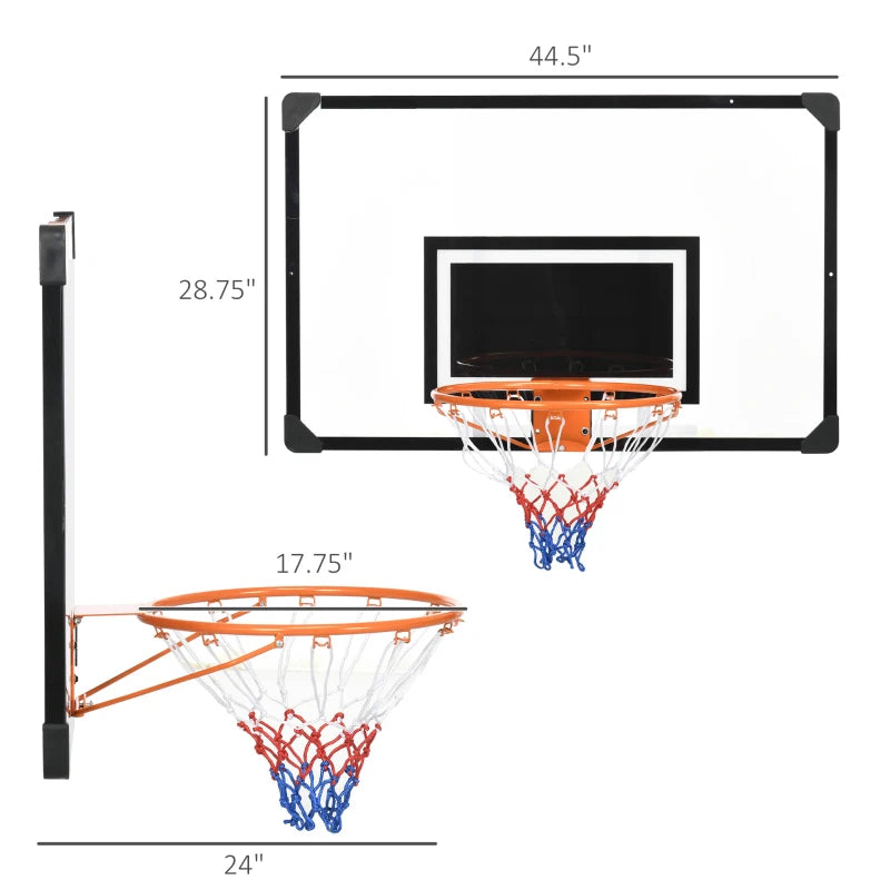 Soozier Wall Mounted Basketball Hoop with Shatterproof Backboard and All-Weather Net