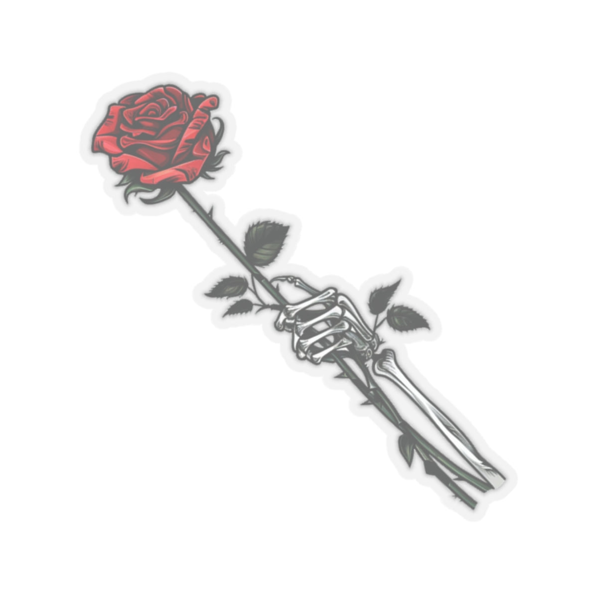 Skeleton Hand Red Rose Sticker - Skull Flower Tattoo Decal for Phone, Laptop, and More