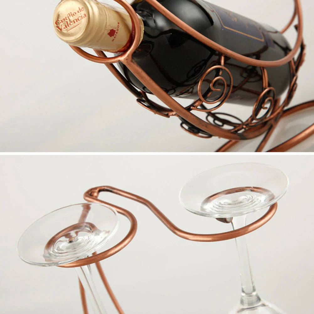 Vintage Metal Wine Glass Holder - Hanging Bar Storage Rack for Home Decoration