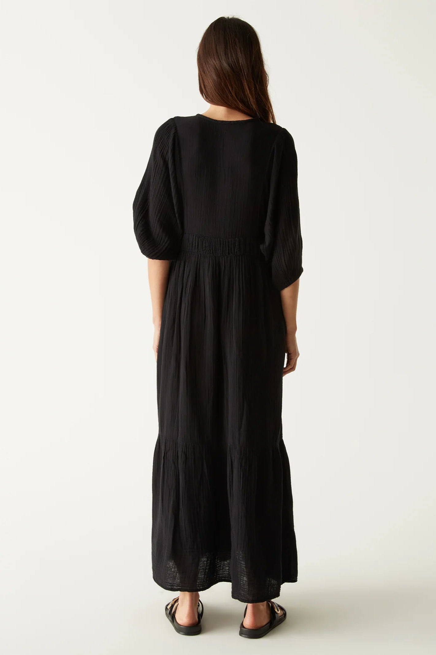 Felicity Gauze Maxi Dress in Black