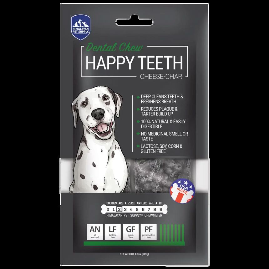 Himalayan Pet Supply Happy Teeth Cheese-Char Dental Chew for Dogs (2.3 Oz)