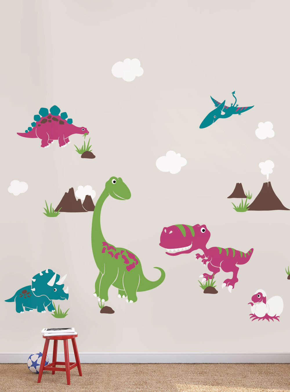 Dinosaur Wall Decal Set for Kids Room