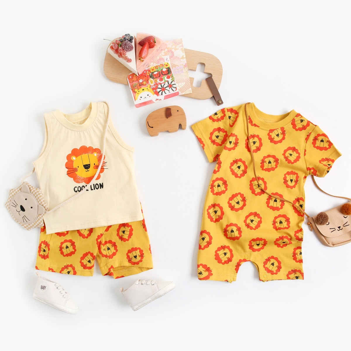 Cute Animal Print Baby Boys Girls 2pcs Summer Clothing Set