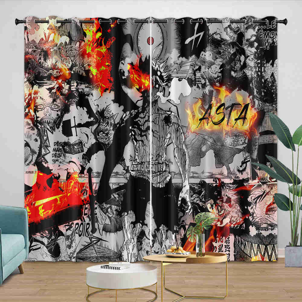 Black Clover Blackout Curtains - HD 3D Printing, Noise Reducing Window Drapes