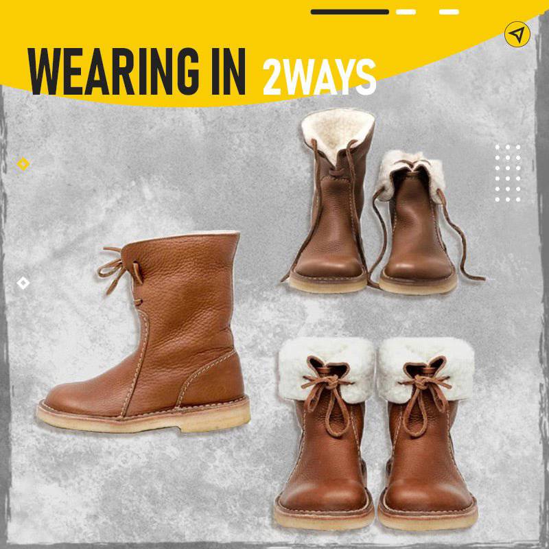 2022 Popular Winter Leather Waterproof Boots Middle Sleeve Snow Boots