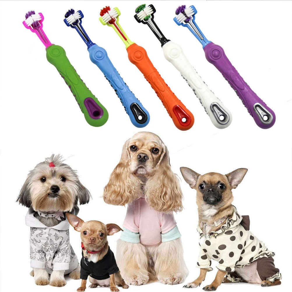Three-head Pet Dog Toothbrush - Dog Teeth Care and Cleaning Supplies for Pets