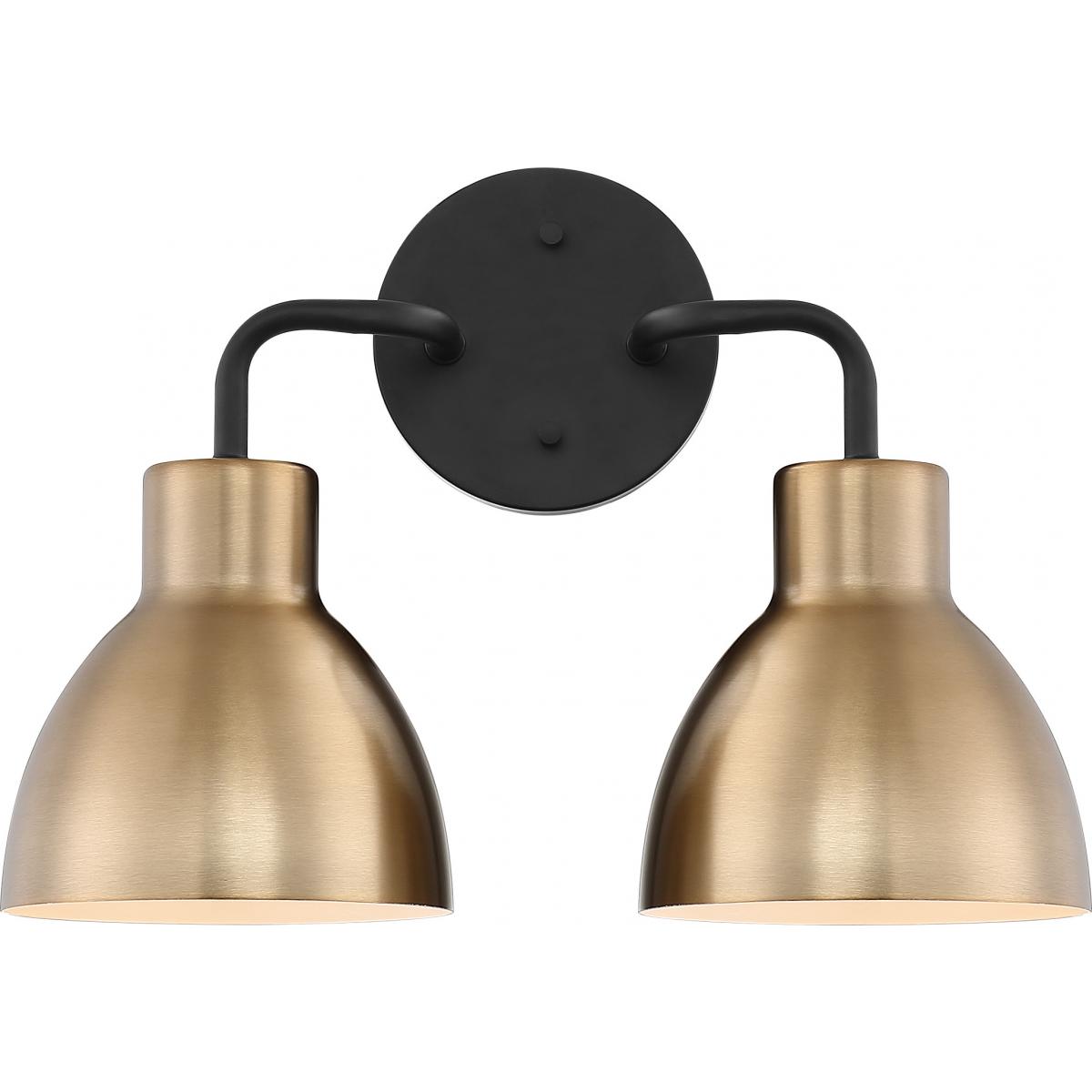 Sloan 2 Light Vanity - Matte Black and Burnished Brass Finish