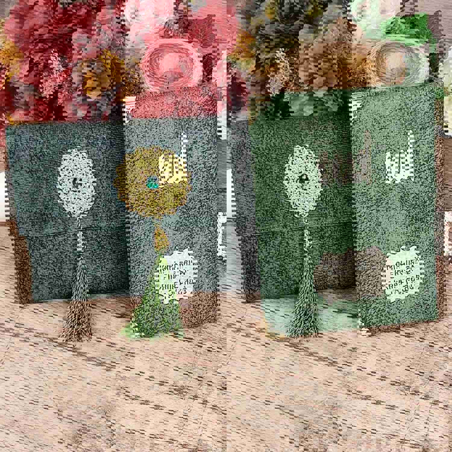 10 Pcs Green Personalized Slub Surah Yaseen Bag Tasbeeh Gift Set - Perfect for Eid, Wedding, Baby Shower & Islamic Muslim Gifts