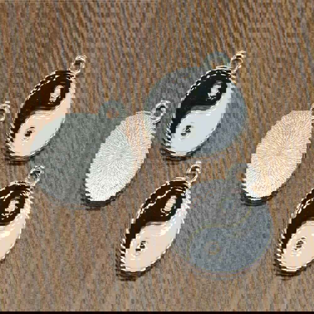 WYSIWYG 10pcs 18x22mm Tai Chi Charms Rhodium Color Zinc Alloy Pendant for DIY Jewelry Making