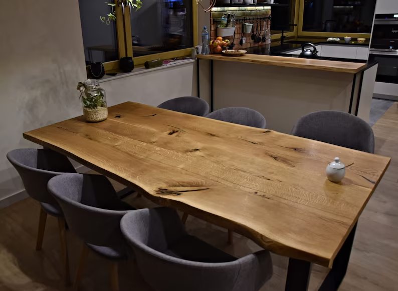 Handcrafted Oak Rectangular Dining Table for Modern & Rustic Spaces