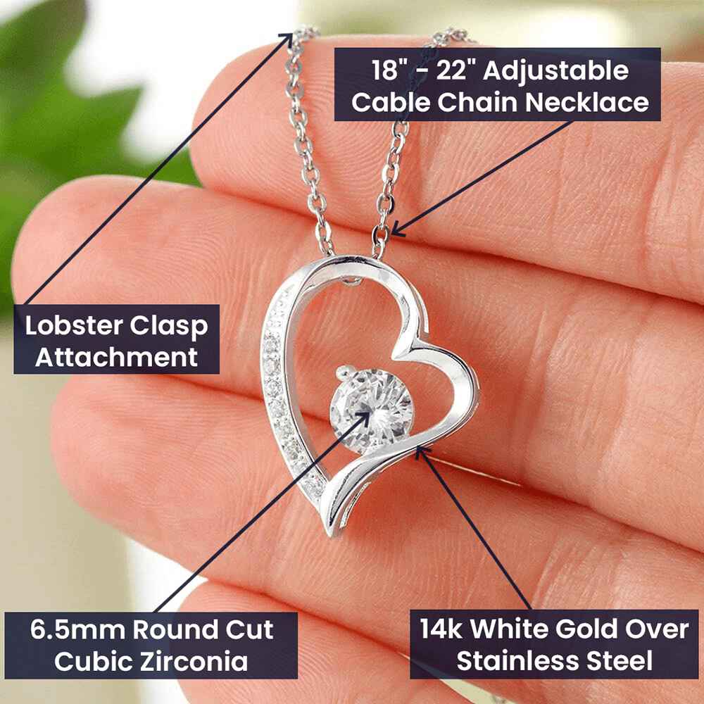 Forever Love Heart Pendant Necklace - 20 Year Work Anniversary Gift