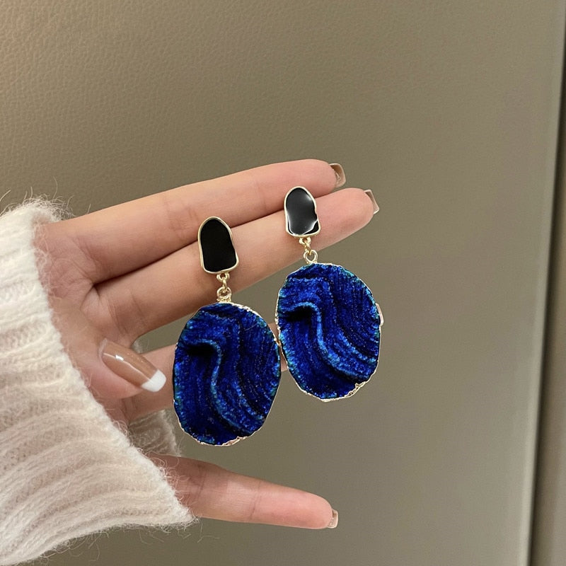 SHANGZHIHUA 2022 Trend Korea New Klein Blue Irregular Pendant Earrings for Women