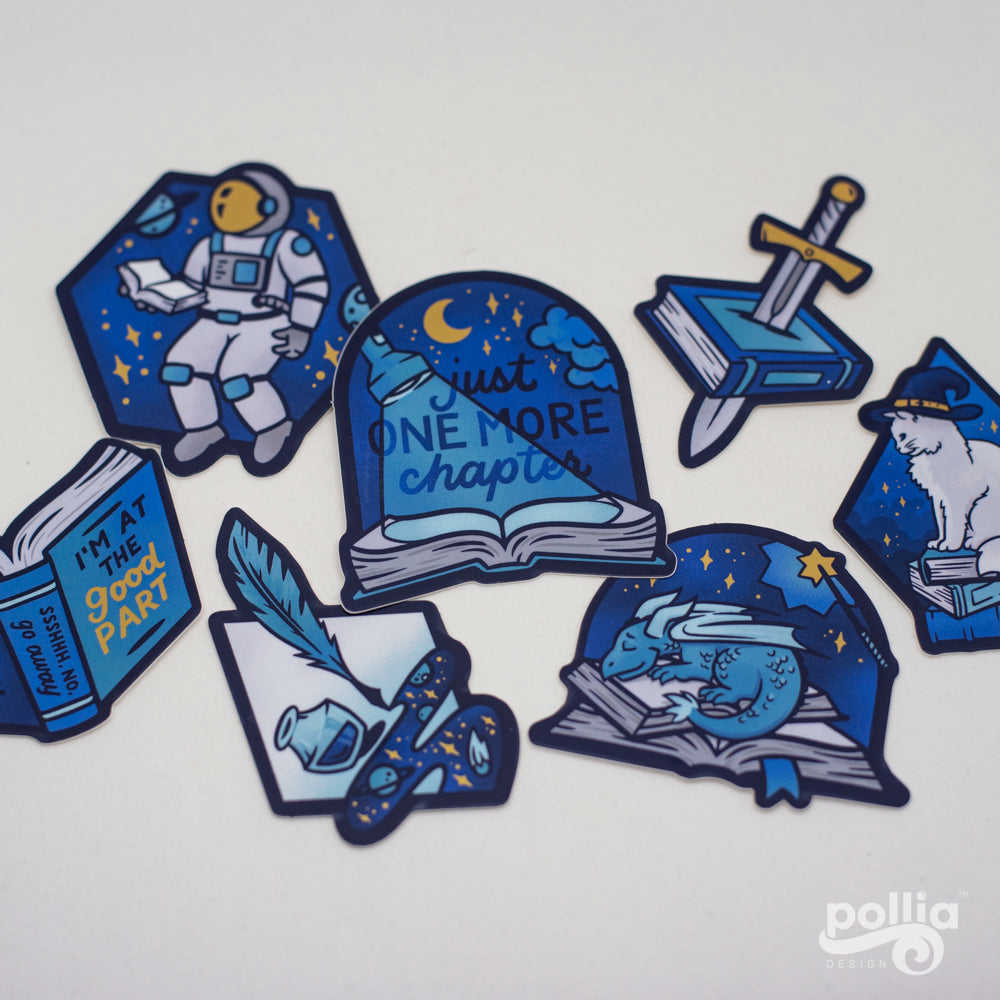 Bookish & Beyond Stickers - Glossy Vinyl with Gold Accents