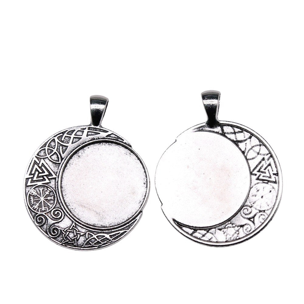 5pcs Viking Symbol Round Cameo Cabochon Pendant Base for DIY Jewelry Making