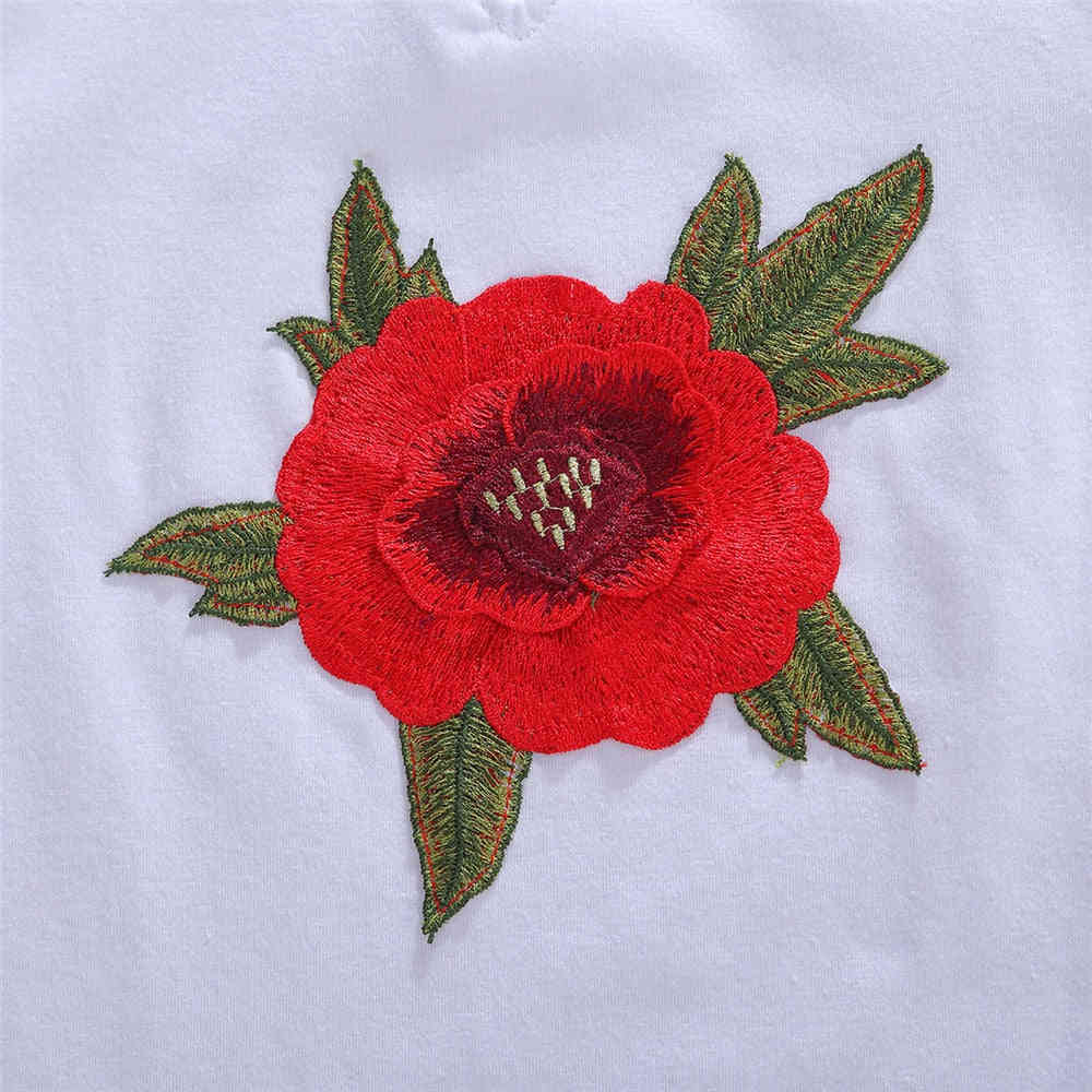 2020 Baby Summer Clothing Infant Kids Girls Skirt Two Piece Set Fashion Rose Embroidery Short Sleeve Top + Denim Short Skirt