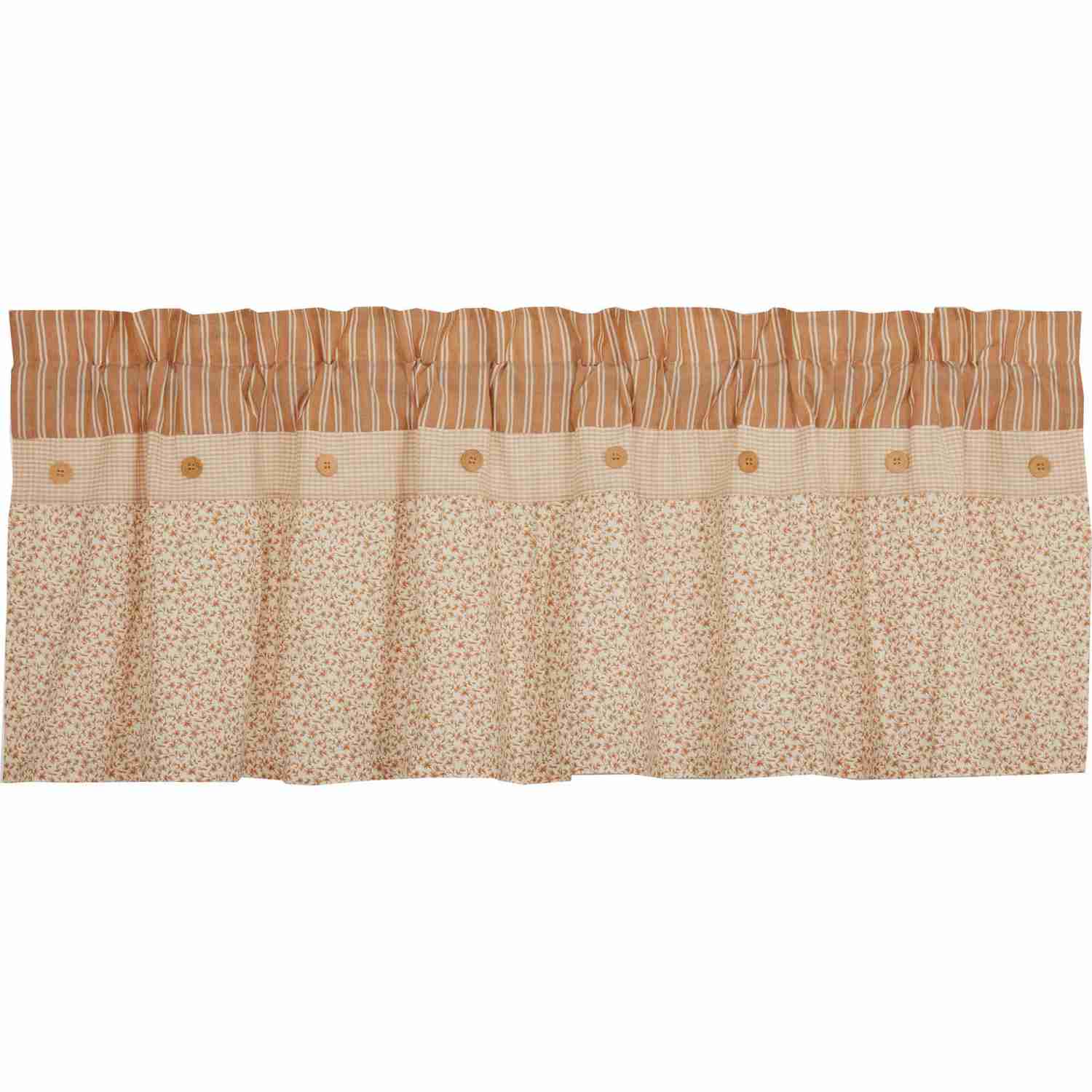 Farmhouse Valance Striped Floral Camilia Ruffled Window Curtain