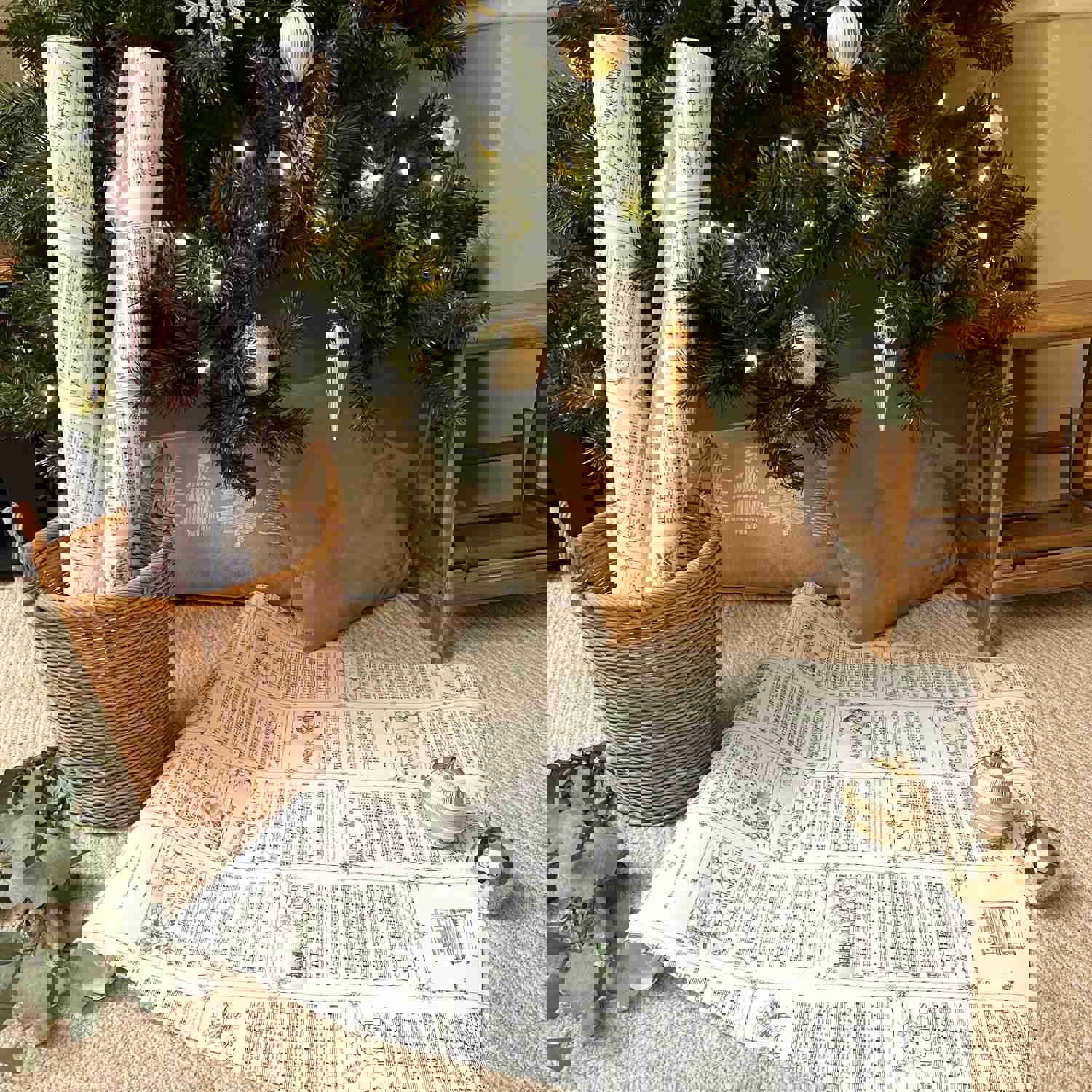 Vintage Christmas Carol Wrapping Paper Rolls | Green Holiday Music Sheets Gift Wraps