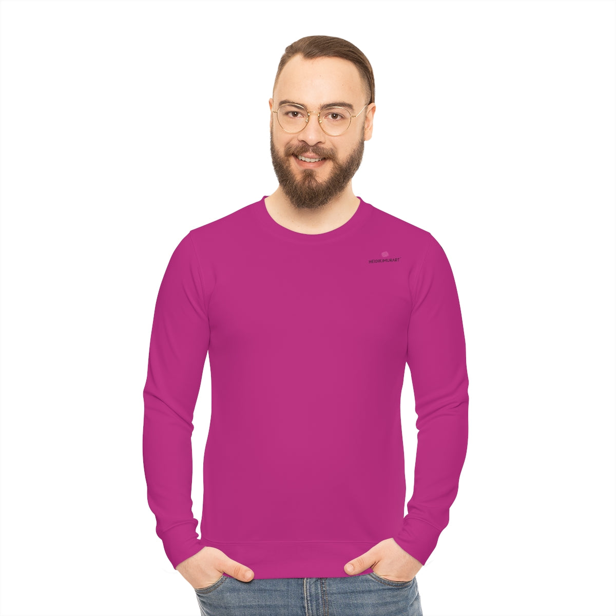 Hot Pink Lightweight Men's Sweatshirt - Breathable & Soft