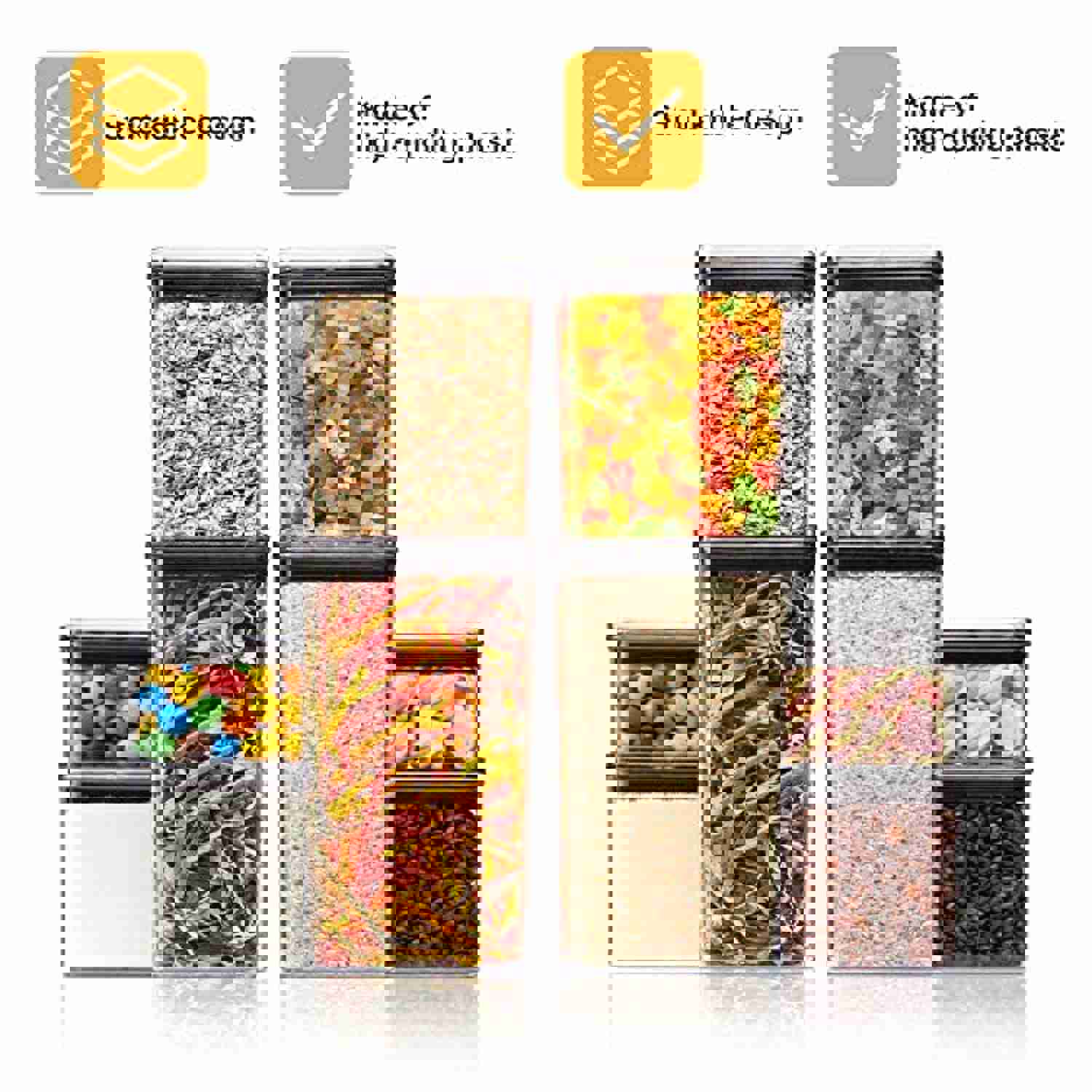 GoodCups Airtight Food Storage Containers for Kitchen - Set of 8 (Various Sizes) - Premium Pantry Organization Solution