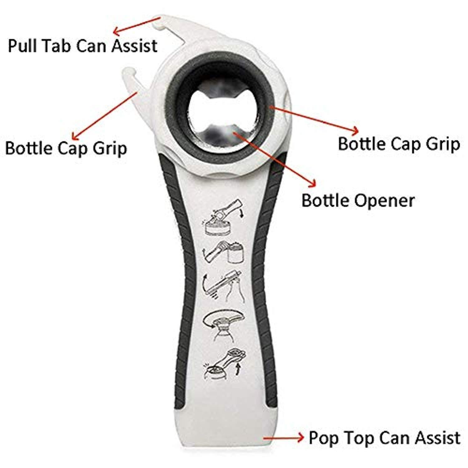 Pack of 2 Multi Jar Opener - 5 in 1 and 6 in 1 Bottle Can Opener for Effortless Kitchen Use