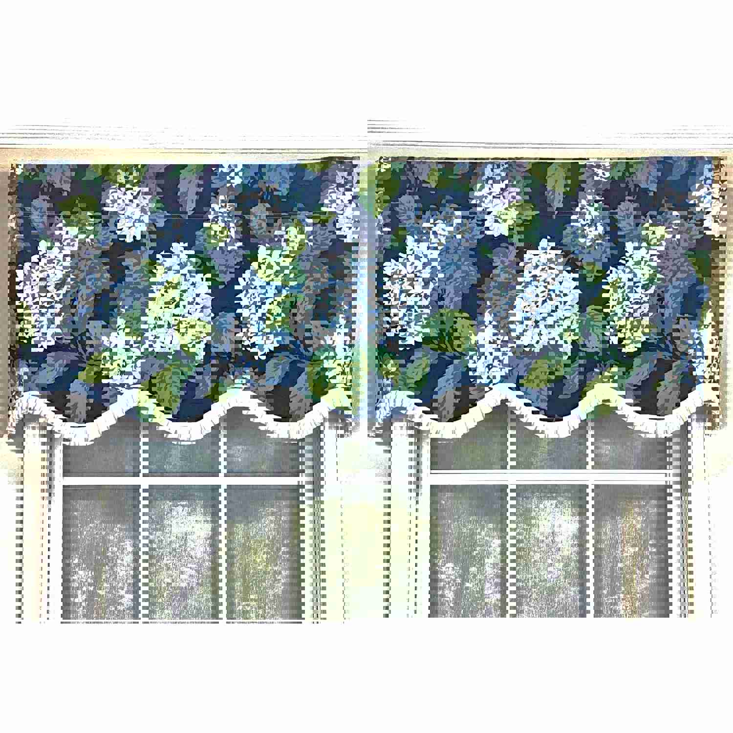 Hydrangea Ruffled Provance Valance 3in Rod Pocket 50in x 17in by RLF Home