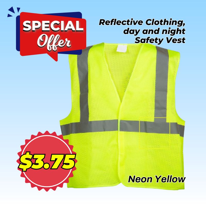 REFLECTIVE CLOTHING, DAY AND NIGHT SAFETY VEST - NEON YELLOW