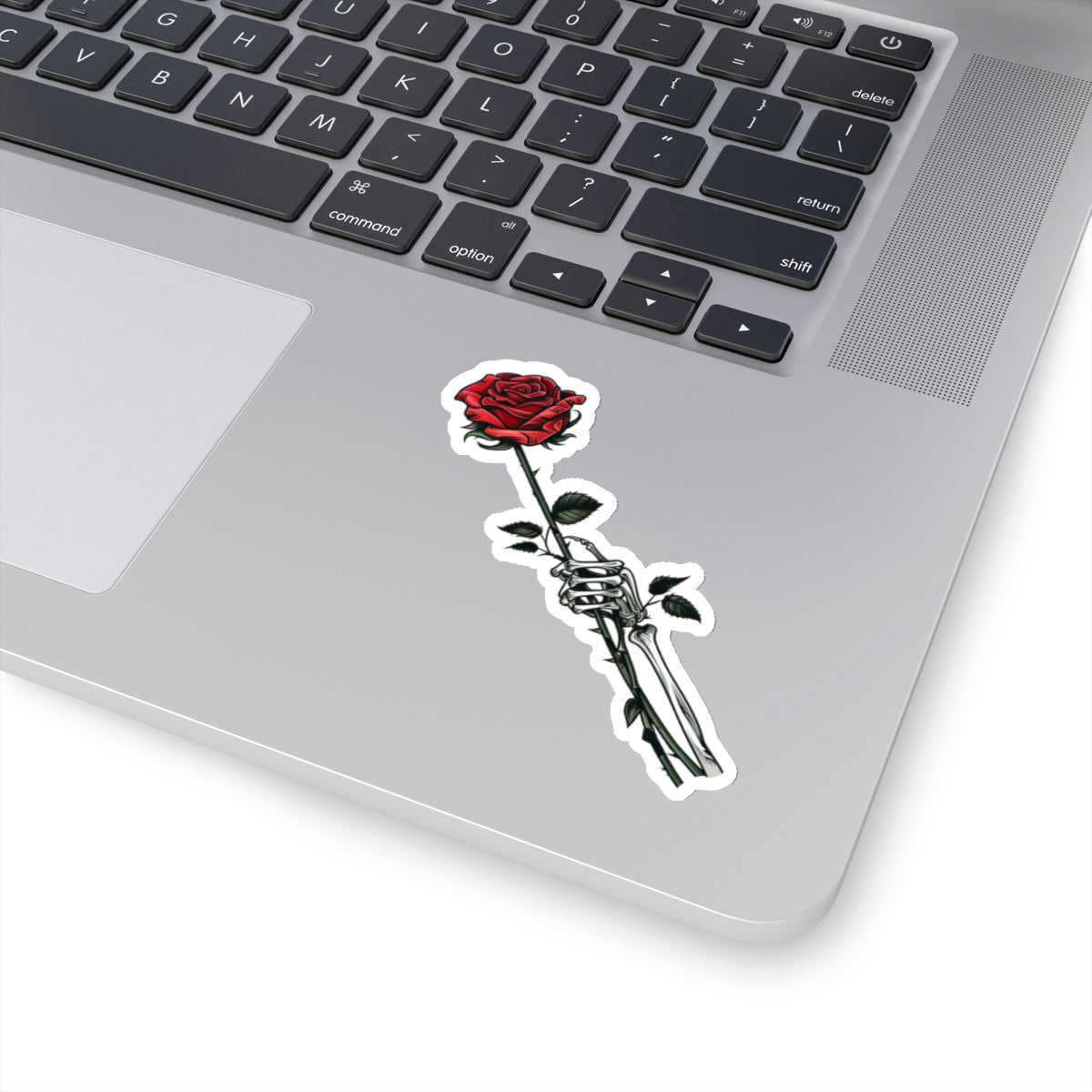 Skeleton Hand Red Rose Sticker - Skull Flower Tattoo Decal for Phone, Laptop, and More