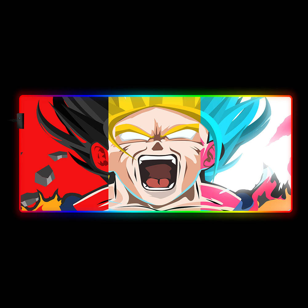 Son Goku Transformations RGB Gaming Mouse Pad with LED Lighting - M-XXL Size