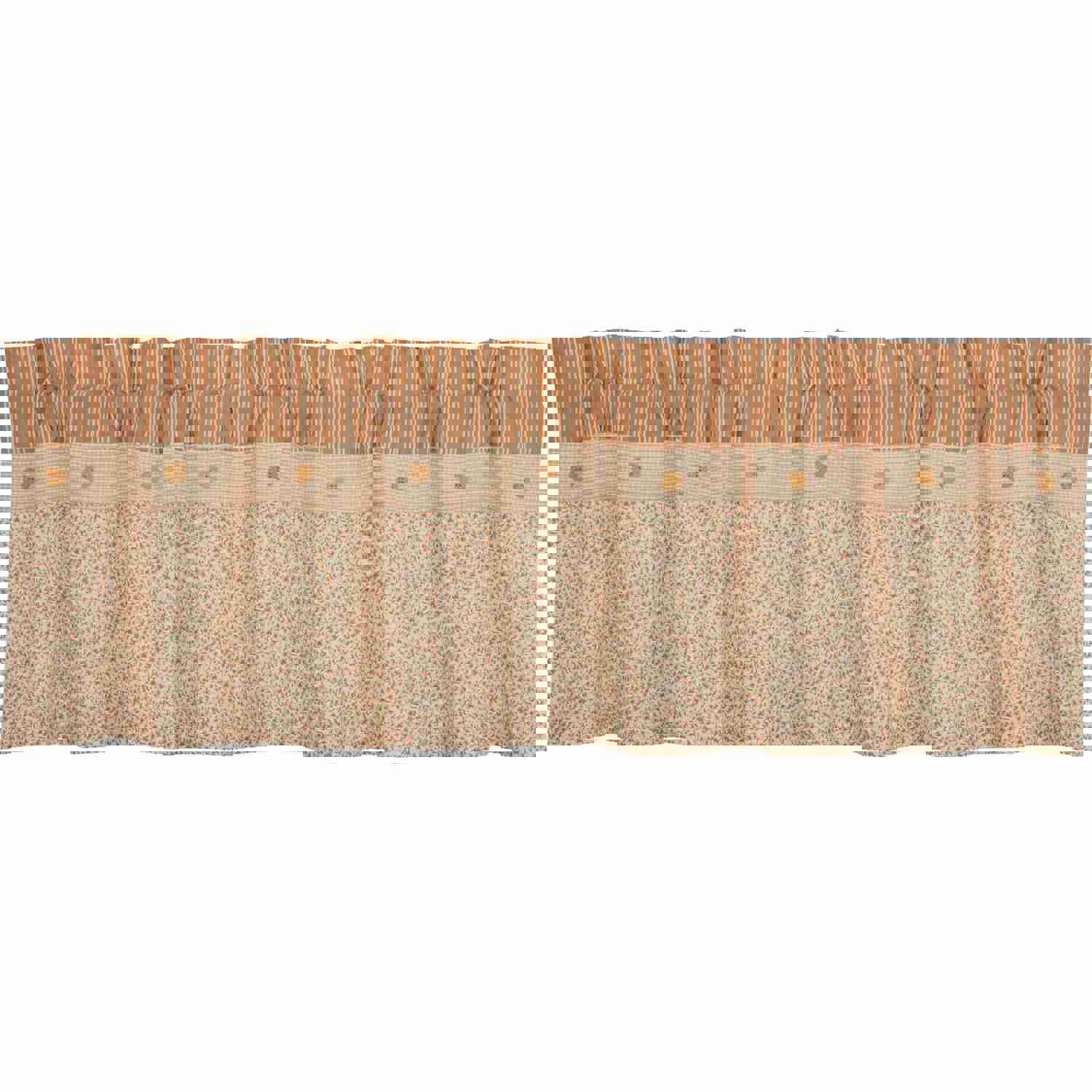 Farmhouse Valance Striped Floral Camilia Ruffled Window Curtain