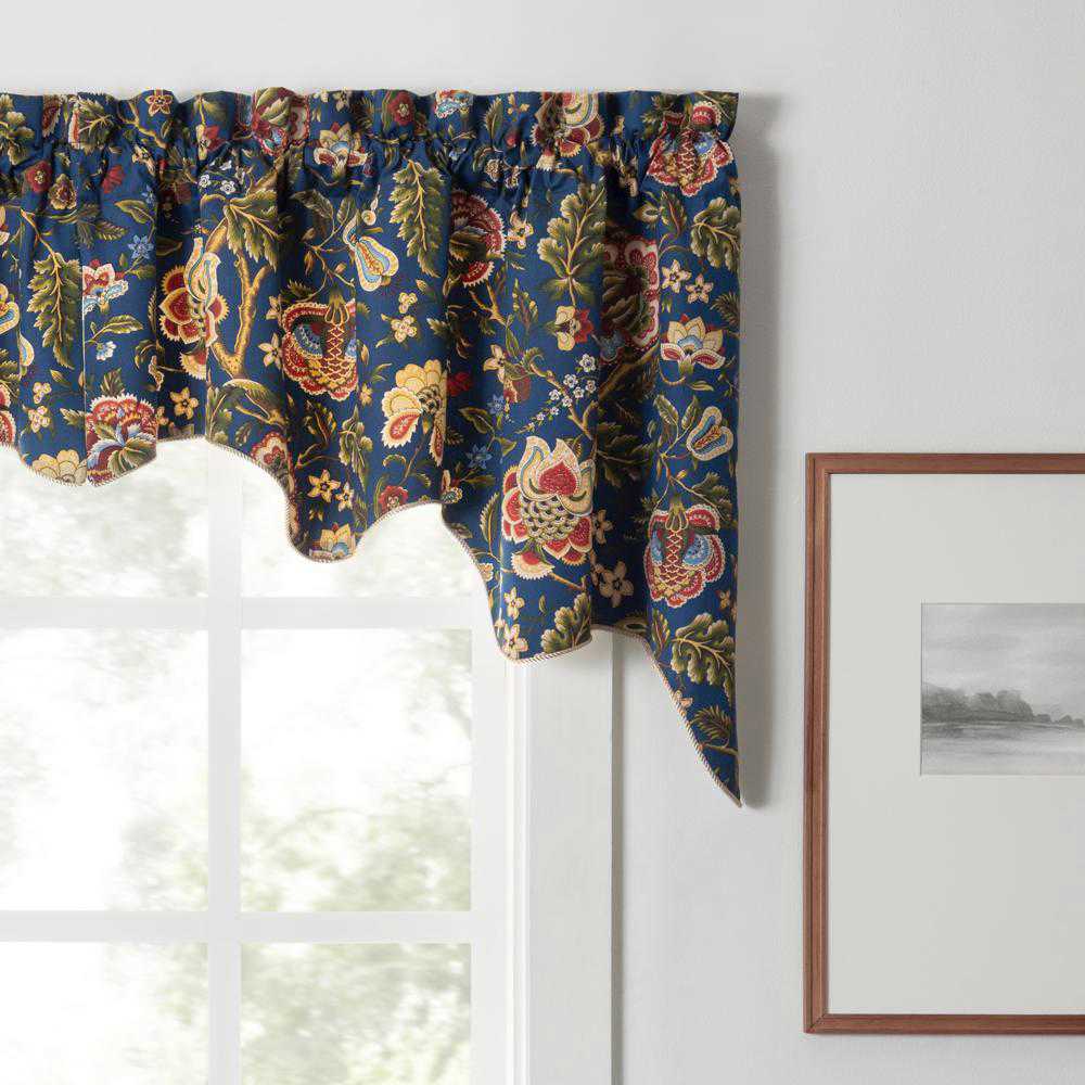 Ellis Curtain Regency Swag Shaped 3 Rod Pocket Valances for Windows - Navy Blue