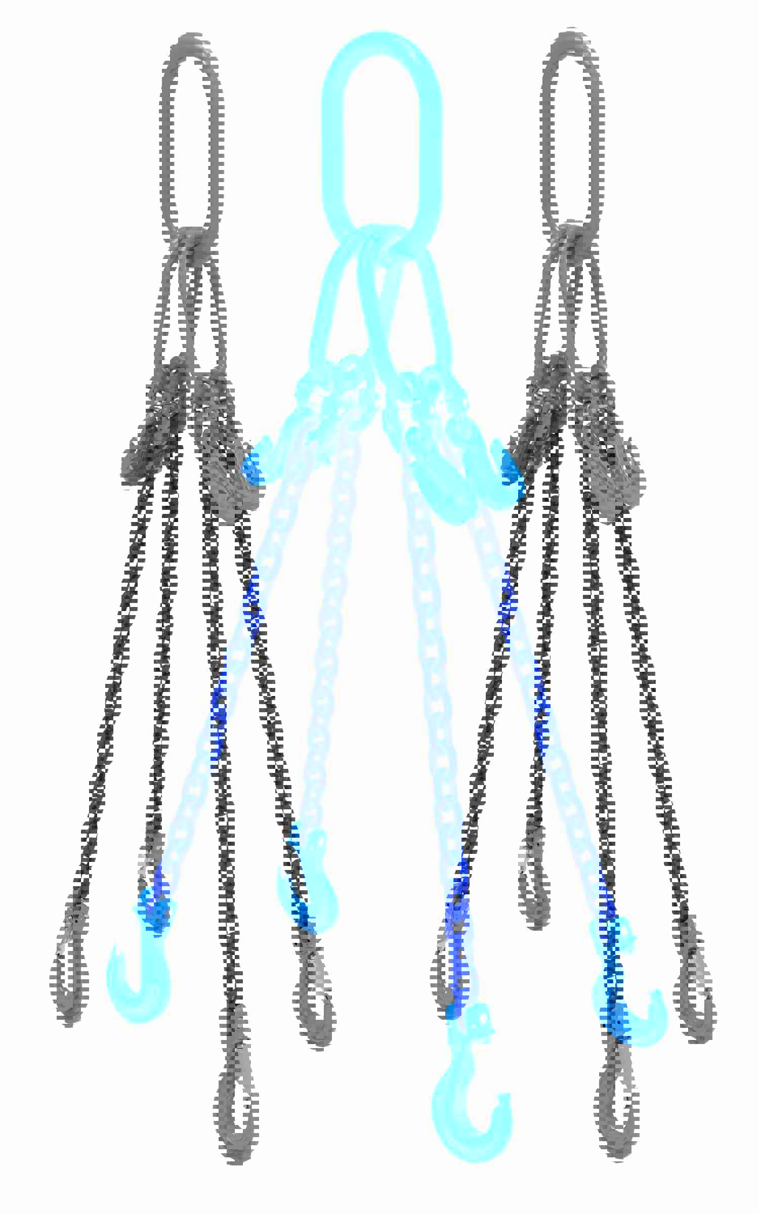 William Hackett 5/8 Adjustable 4-Leg Chain Sling (Grade 100) - 47,900lbs Capacity