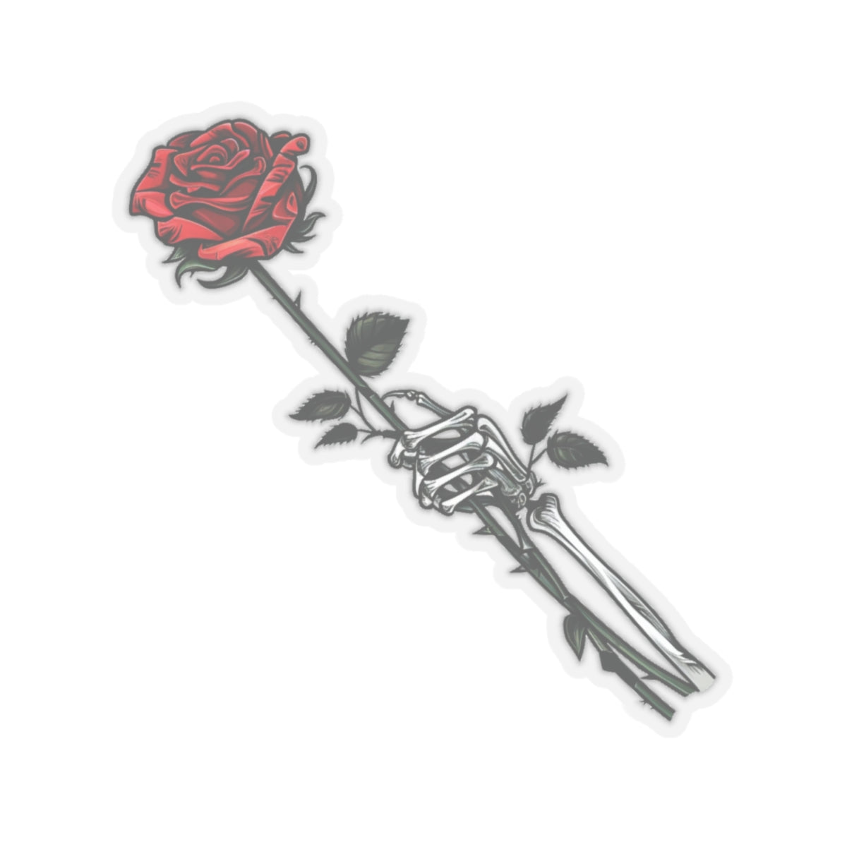 Skeleton Hand Red Rose Sticker - Skull Flower Tattoo Decal for Phone, Laptop, and More