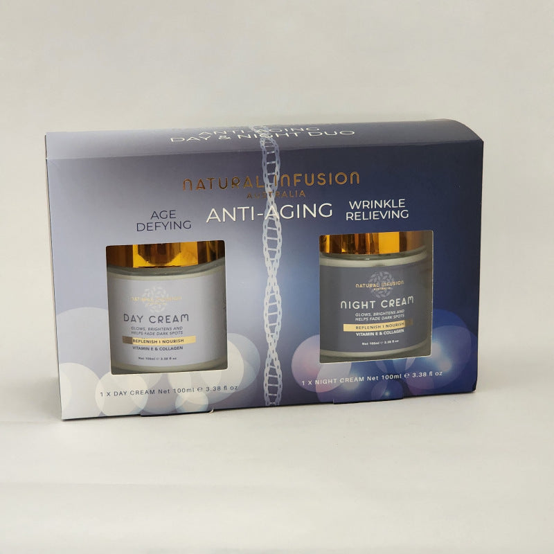 Natural Infusion Age Defying Day Cream and Wrinkle Relieving Night Cream Anti-aging Duo Set