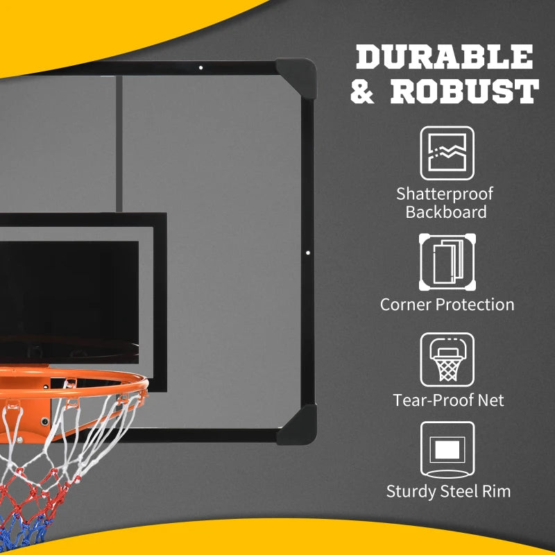 Soozier Wall Mounted Basketball Hoop with Shatterproof Backboard and All-Weather Net
