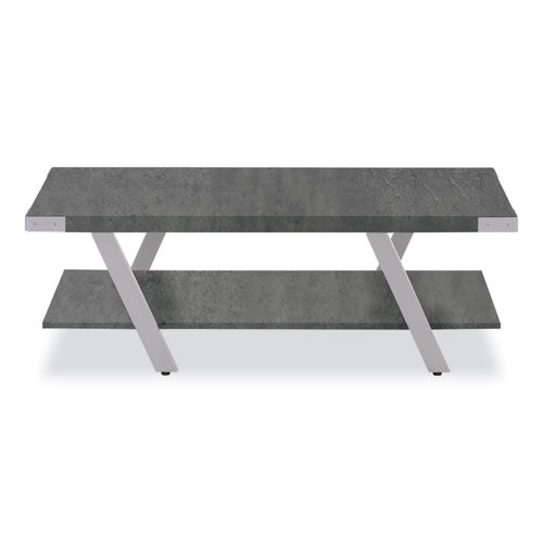Safco Mirella™ Coffee Table - Rectangular 48x23.75x16, Stone Gray Top with Silver Base