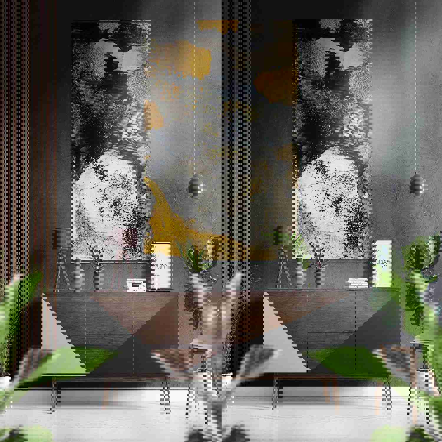 Golden Marble Brushed Aluminium Dibond Wall Art