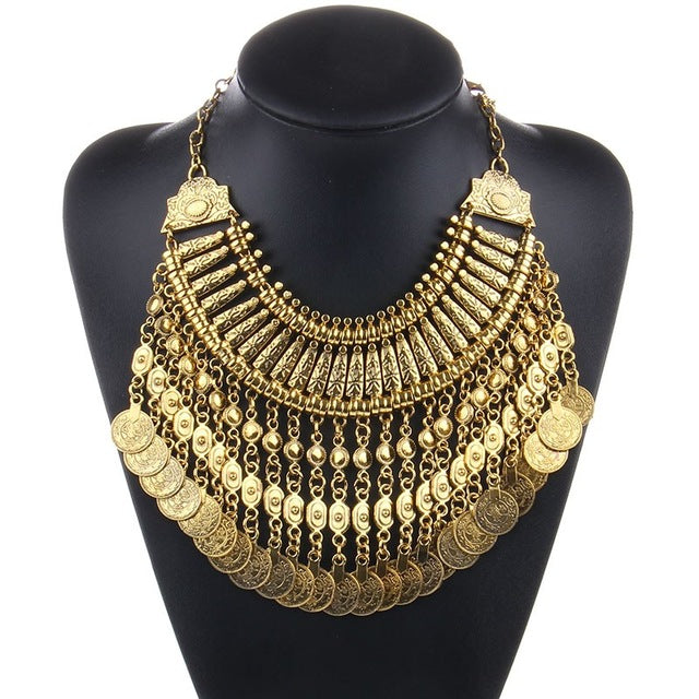 2017 Boho Antique Coin Necklace for Women - African Statement Tibetan Long Tassel Bohemian Jewelry
