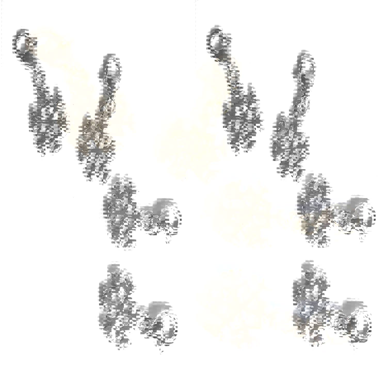 Silver Plated Snow Flake Christmas Clip On Charm for DIY Jewelry Making