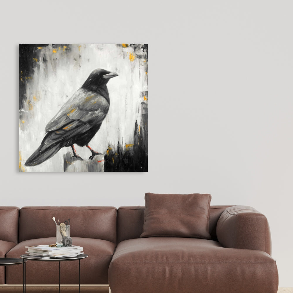 Crow Bird Fine Art Gallery Wrapped Canvas 36x36