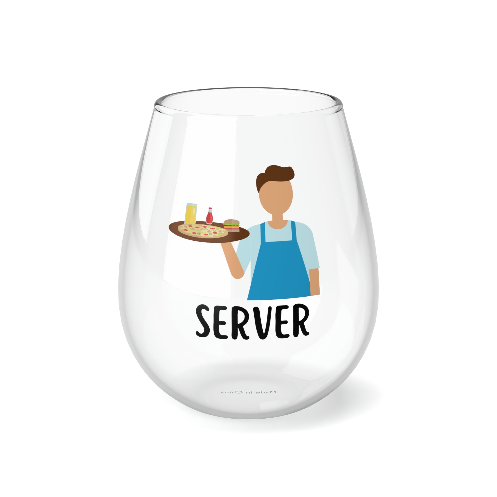 Stemless Wine Glass for Servers - Unique Waiter Gift, Thank You Present, Christmas or Birthday Gift