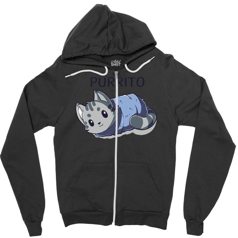 Blanket Purrito Zipper Hoodie - Soft Unisex Hoodie by MDK ART
