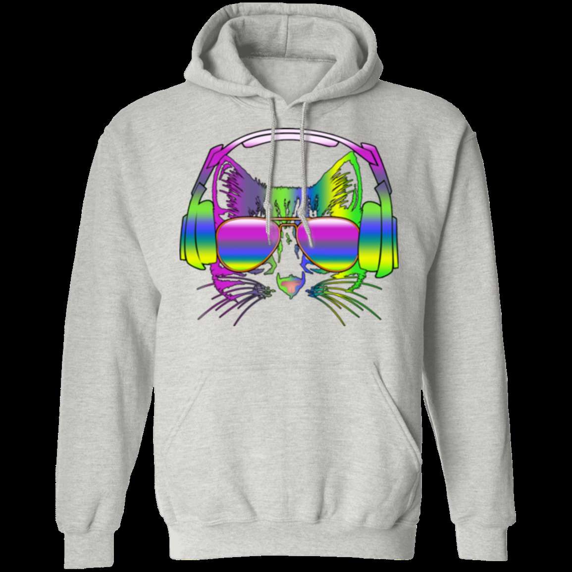 RAINBOW MUSIC CAT LADIES Pullover Hoodie - 8 oz Unisex Comfort Wear