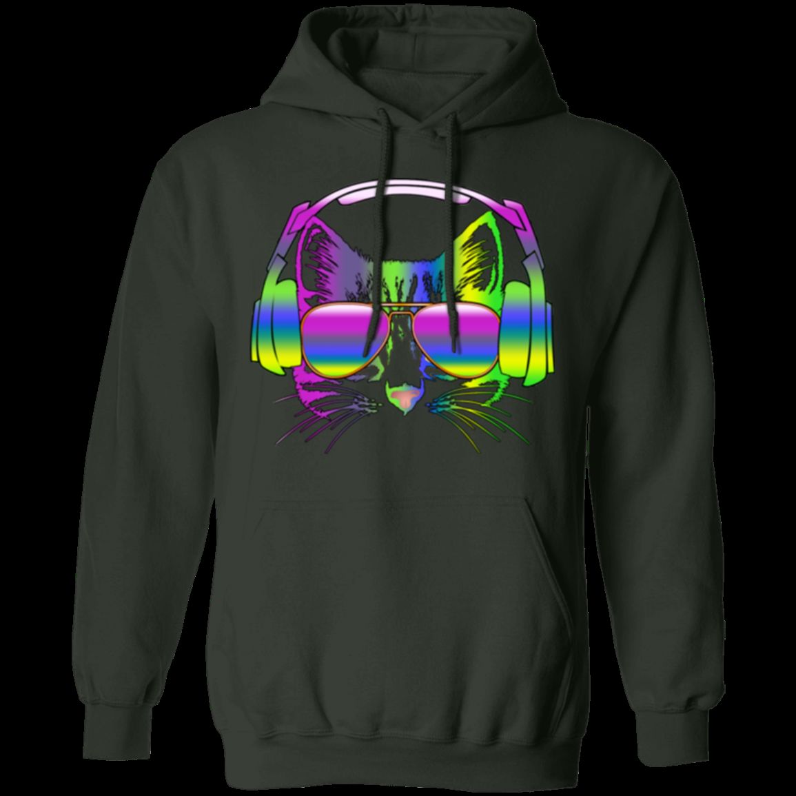 RAINBOW MUSIC CAT LADIES Pullover Hoodie - 8 oz Unisex Comfort Wear