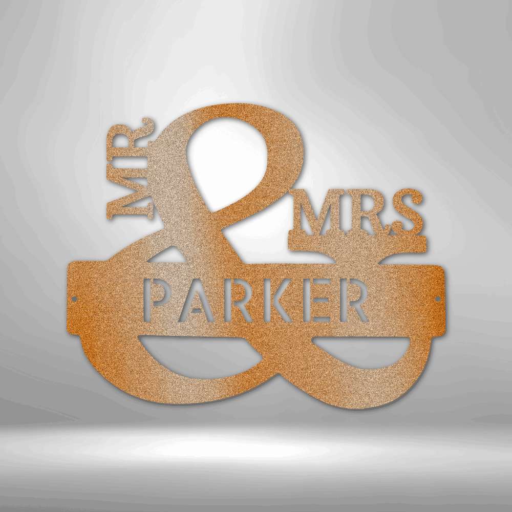 Personalized Mr. and Mrs. Monogram Metal Wall Decor - Wedding & Anniversary Gift