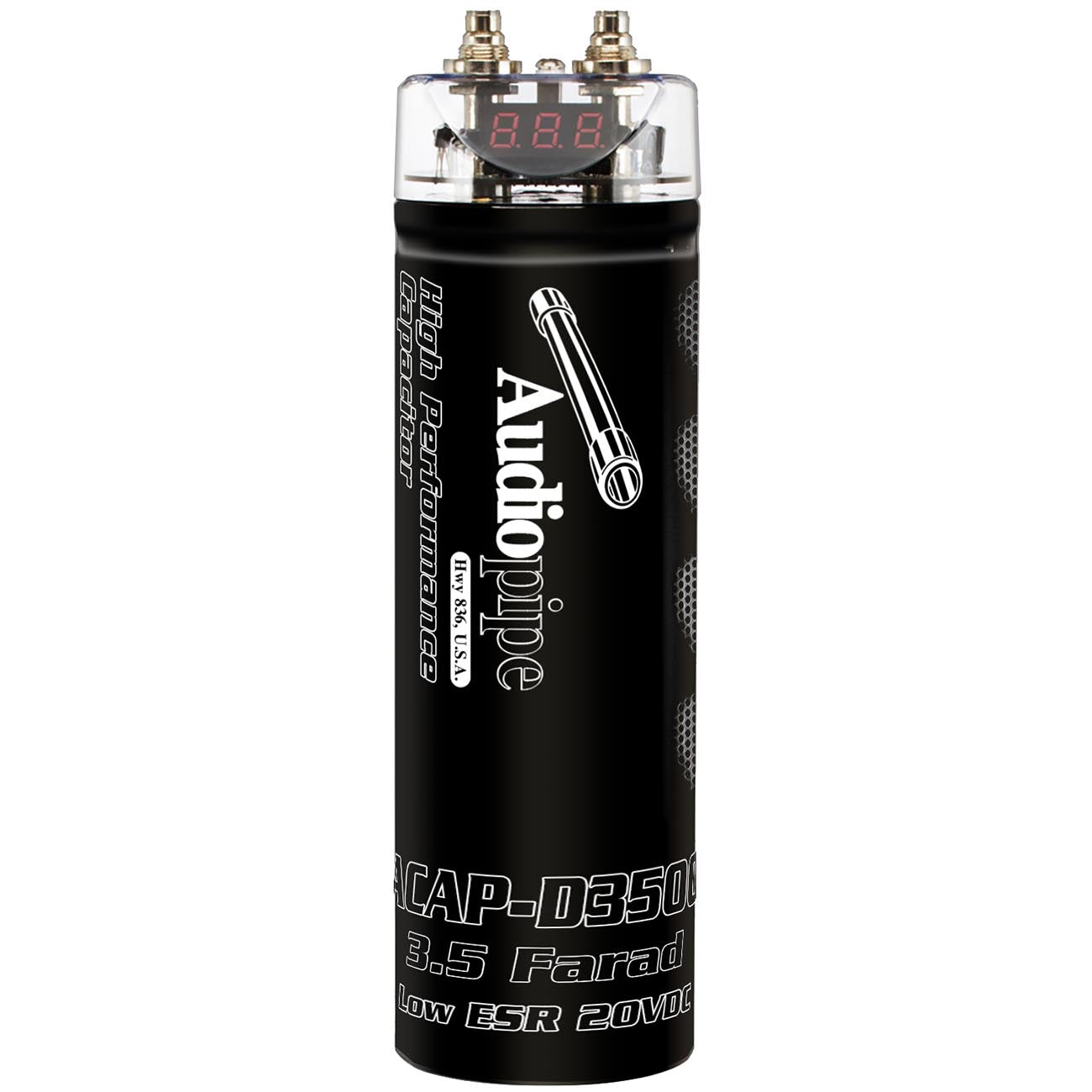 Audiopipe ACAP-D3500 3.5 Farad Power Capacitor with Digital Display & Protection