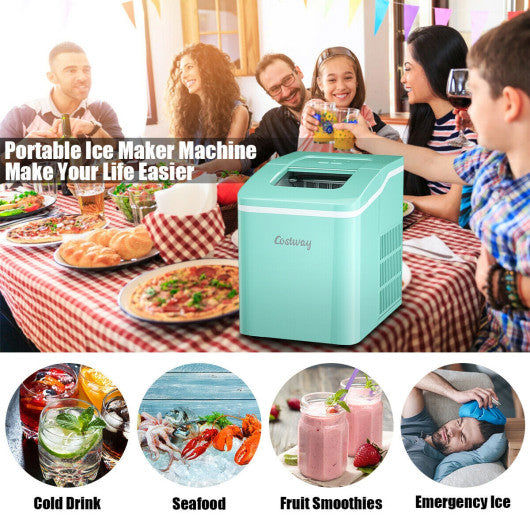 Portable Countertop Ice Maker Machine with Scoop - Green